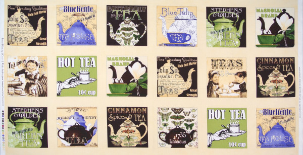 SALE Patchworkstoff Teekannen Short and Stout Panel Webware-Copy
