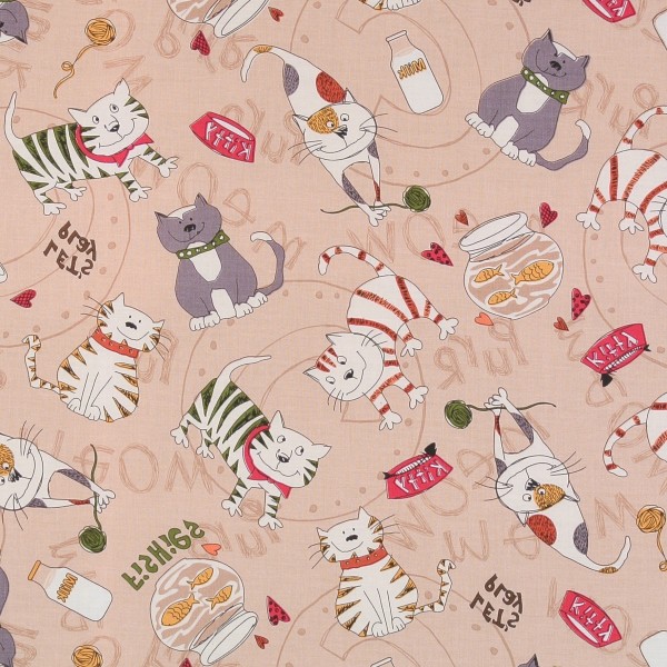 1,00 m C is for Cat Katzen auf Beige