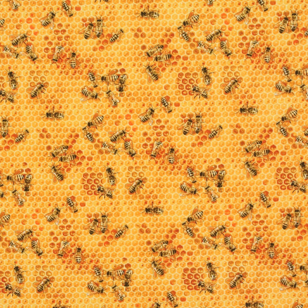 Patchworkstoff Bienen Honigwaben Imkern Digitaldruck Webware