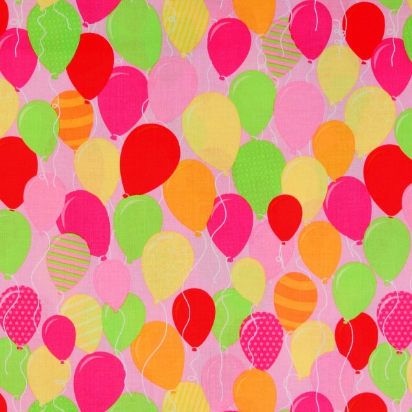SALE 1 m Patchworkstoff Luftballons Kinderstoff rosa