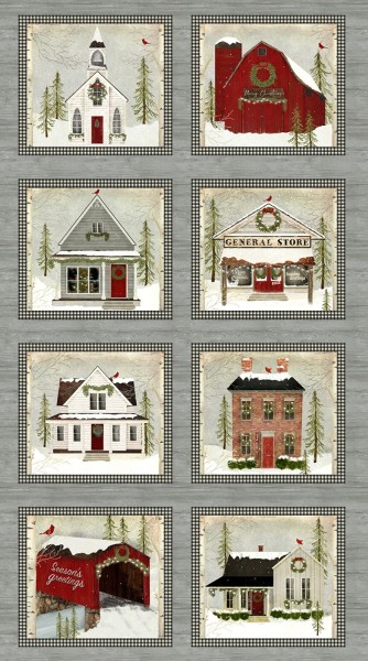 Patchworkstoff Weihnachten Snow Village Panel