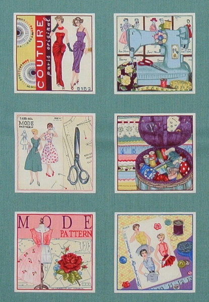 Patchworkstoff Nähen Mode Nähzimmer "Sew Retro" 20x30 cm