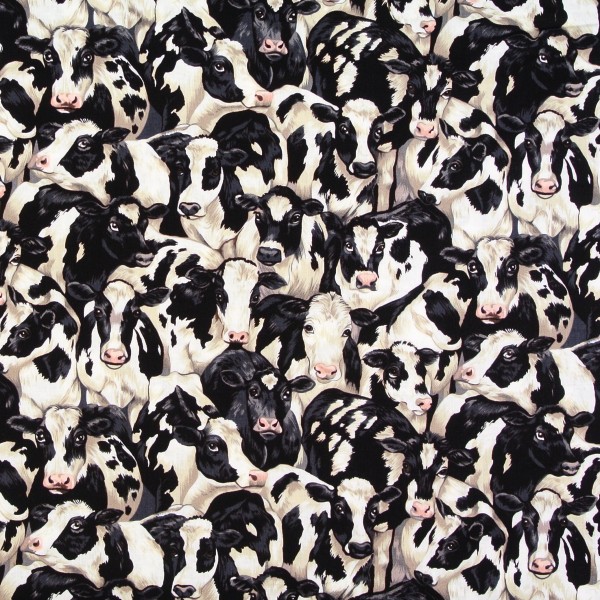 Patchworkstoff Kühe schwarzbunte Tiere Bauernhof Webware