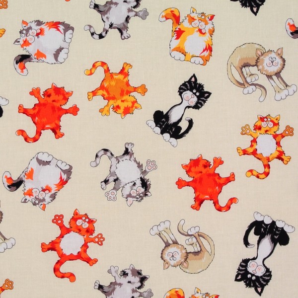 SALE 0,5 m Patchworkstoff Katzen "Alley Cat" Katzenstoff Beige