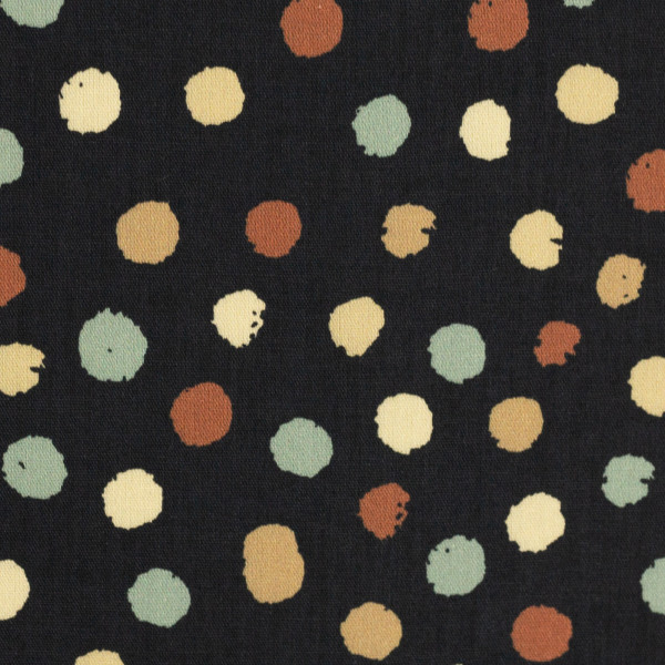 Baumwollstoff Webware "Happy Harvest" Punkte schwarz