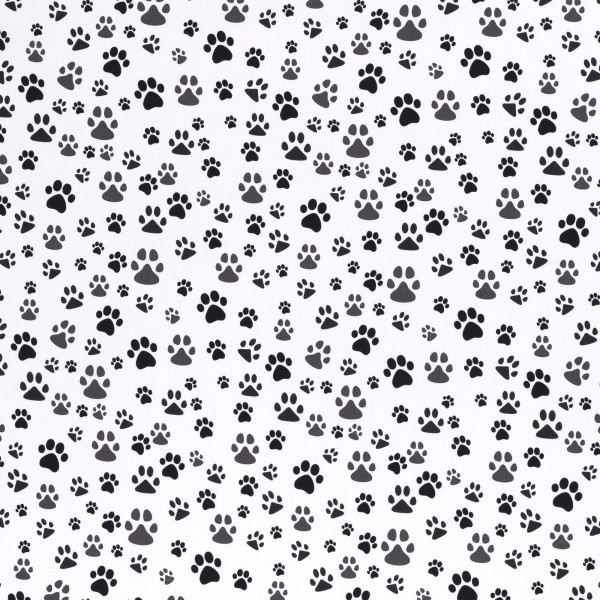 Baumwollstoff Dekostoff Tiere Pfoten schwarz-weiß