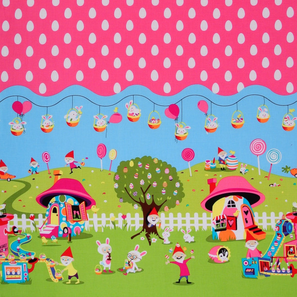 SALE Patchworkstoff Zwerge Gnome Frühling Ostern Gnomeville