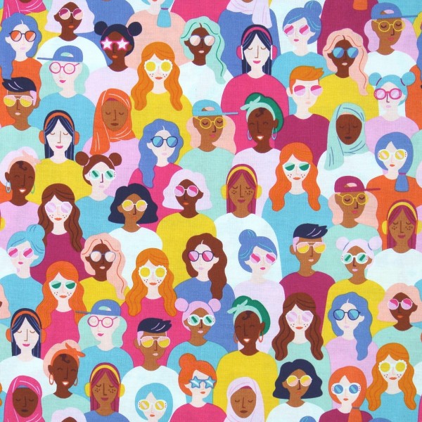 Patchworkstoff Frauen Mädchen "Girl Power" Baumwollstoff Webware