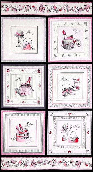Patchworkstoff Panel Frauen Mode Glamour Panel pink