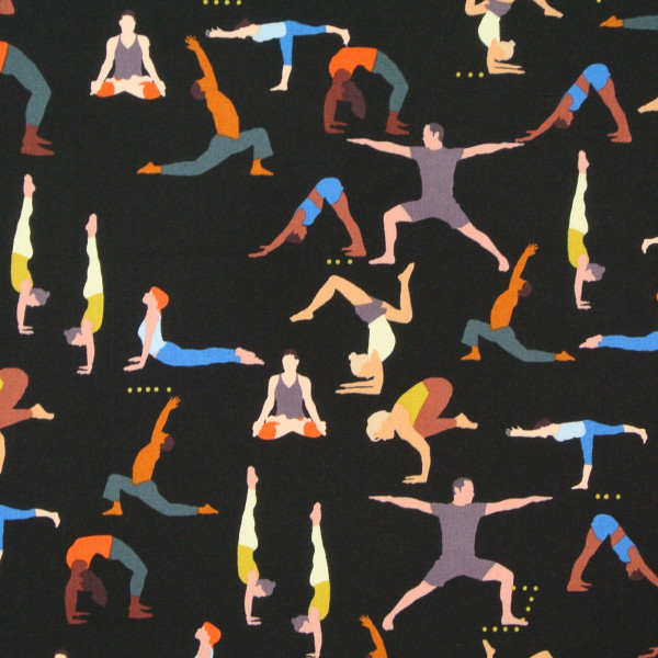 patchworkstoff yoga männer namaste alexander henry schwarz 30