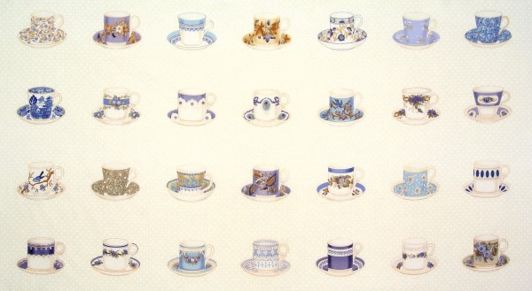 Patchworkstoff Teetassen Teacups Lakehouse Panel blau