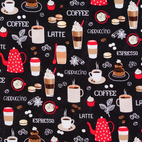 Patchworkstoff Kaffee Tassen Kaffeekannen Webware