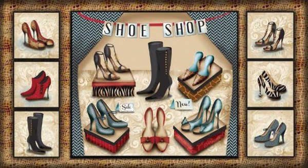 Patchworkstoff Sassy Shoes Schuhe High Heels Panel 60 cm