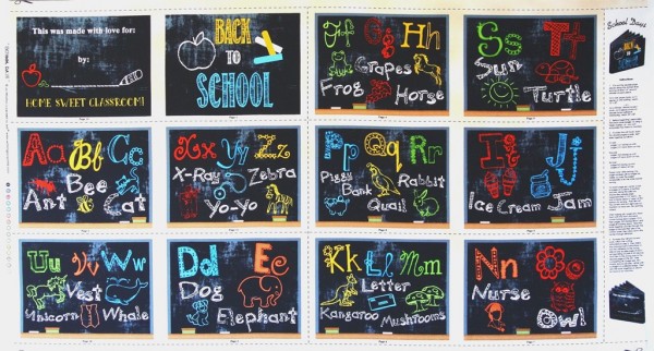 SALE Patchworkstoff ABC Schule School Days Panel