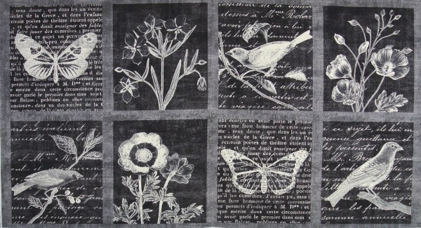 SALE Patchworkstoff Botanical Beauty Vögel Panel