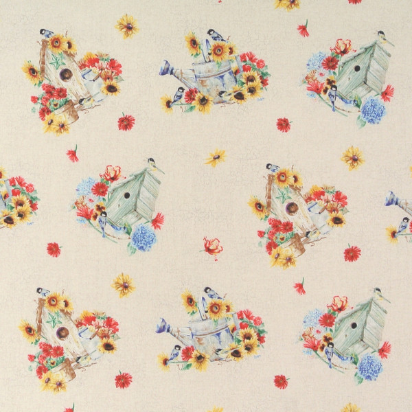 Patchworkstoff Dream Garden Blumen Vogelhäuser Garten