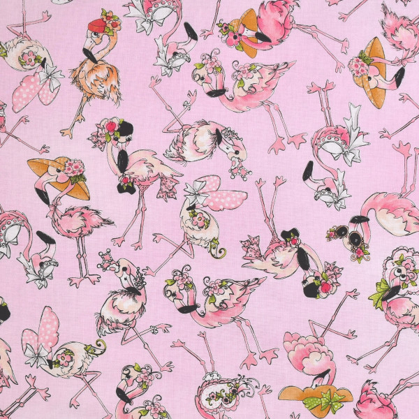 Loralie Flamingos Patchworkstoff "Flams" allover Webware