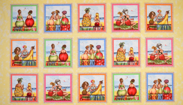 Patchworkstoff Fruit Ladies Frauen Bilder Panel Stoff Webware