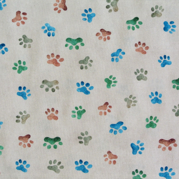 Patchworkstoff Hunde Whiskers Hundestoff Pfoten grau beige