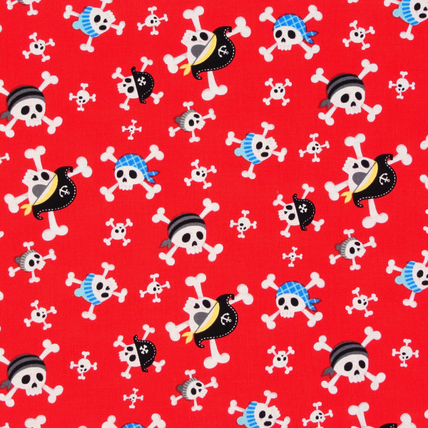 *SALE Patchworkstoff Piraten Little Blaggards Totenköpfe rot