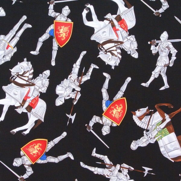 SALE Patchworkstoff Ritter Rüstungen Pferde Kinder