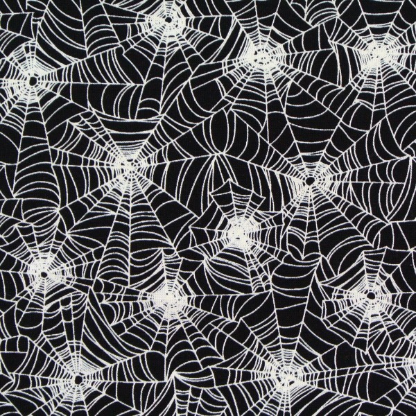 Patchworkstoff Glow in the Dark Spinnennetze