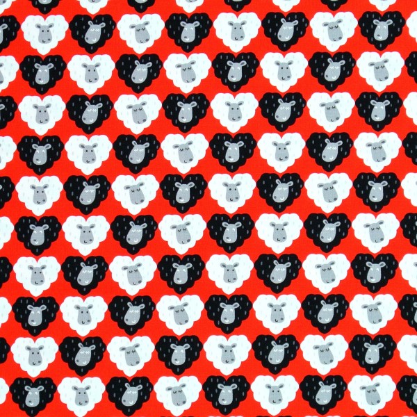 Patchworkstoff Schafe schwarz-weiß "I love to Knit"