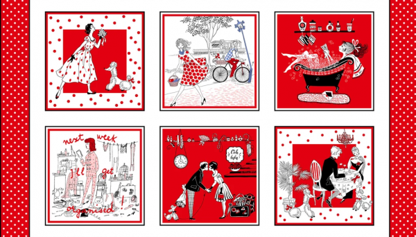 Patchworkstoff "Joie de Vivre" verliebte Paare Frauen Panel
