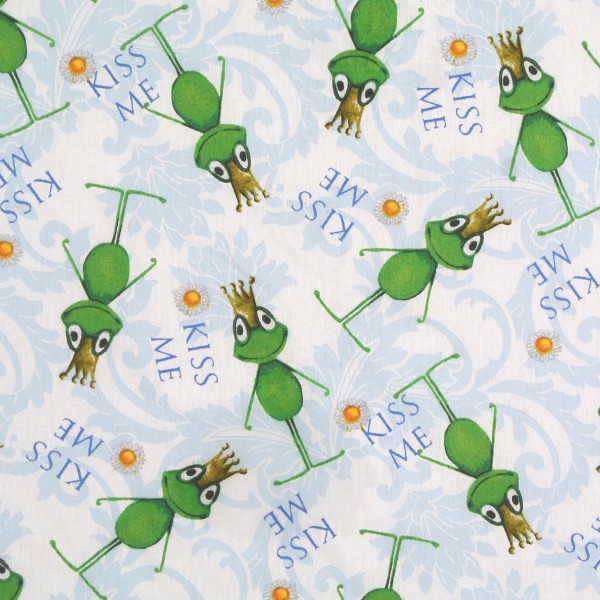 1,00 m Baumwollstoff Frosch Frösche Froschkönig blau