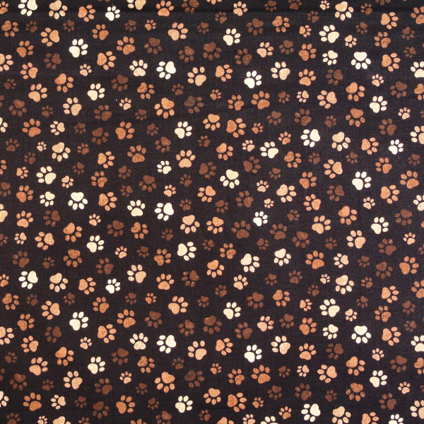 Patchworkstoff Hunde Tiere Pfoten braun Webware