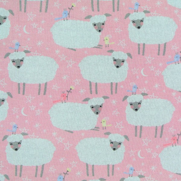 Patchworkstoff Schafe Schäfchen Rosa "Baby Buddies"