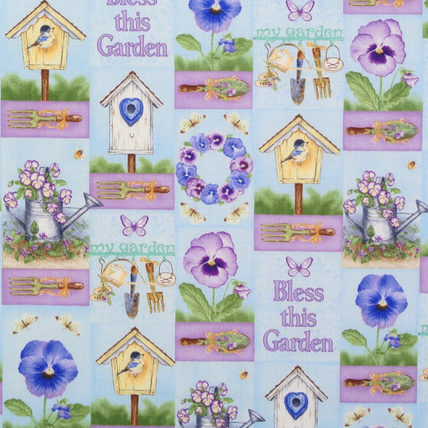 Patchworkstoff Stiefmütterchen Blumen "Pretty Pansy" Labels