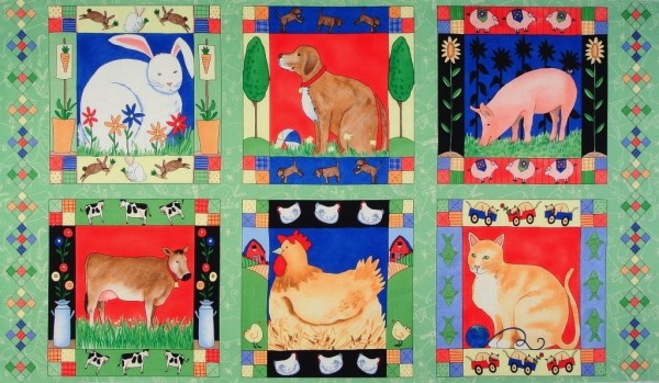 SALE Patchworkstoff Bauernhof Tiere Fun on the Farm Panel