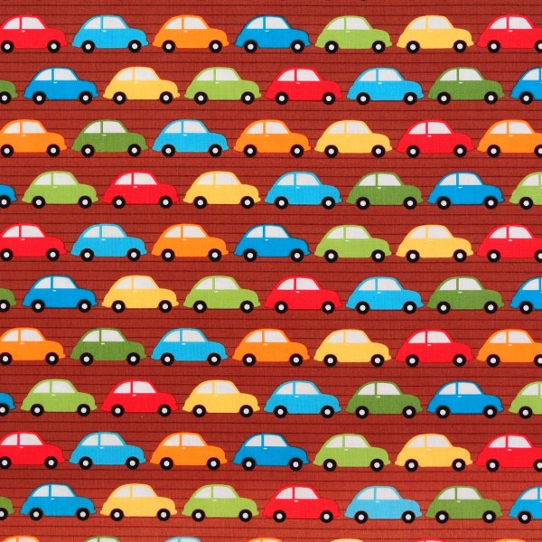SALE Patchworkstoff Autos Kinderstoff City Centre braun