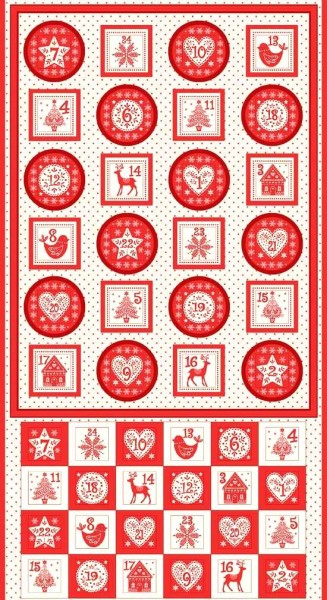 SALE Adventskalender DIY Patchworkstoff Panel "Scandi"