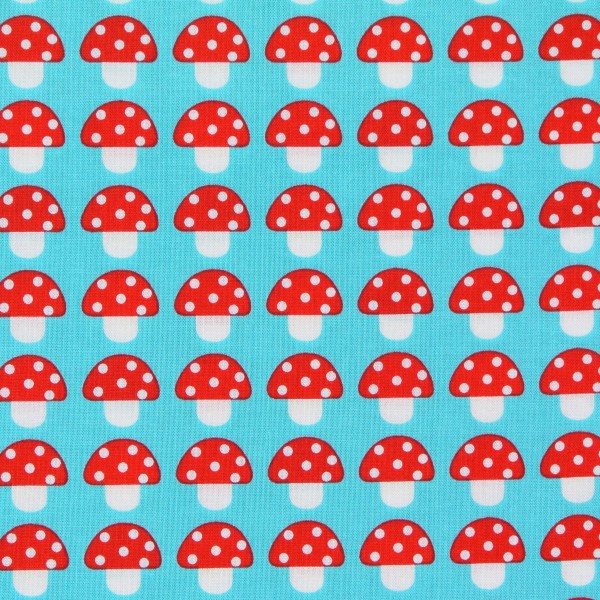 SALE Patchworkstoff Pilze Woodland Pals auf Türkis