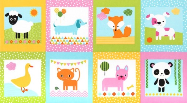 Patchworkstoff Ann Kelle Kinder Bauernhoftiere Panel