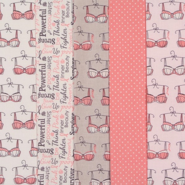 SALE Stoffpaket Patchworkstoff Think Pink Dessous 5 Stoffe