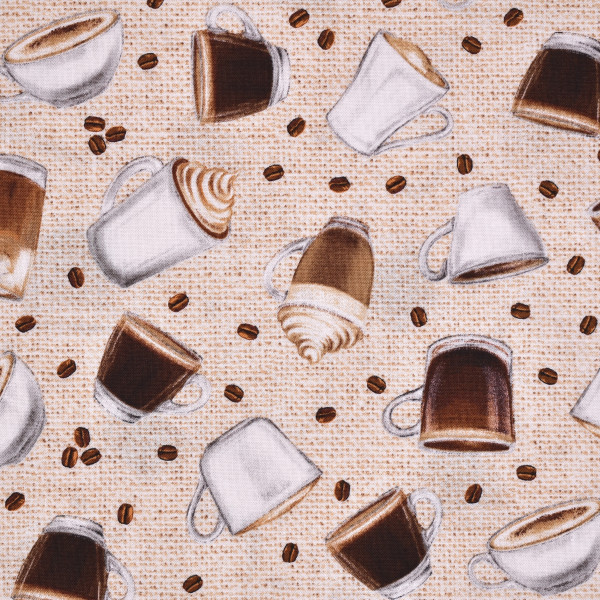 Patchworkstoff Kaffee Kaffeetassen Cafe Culture beige