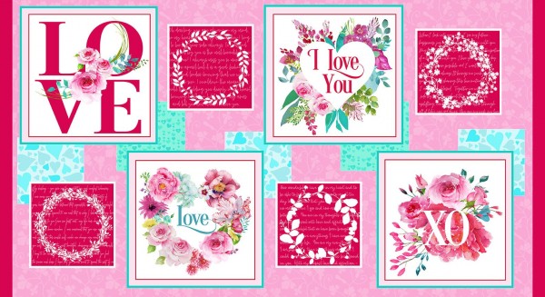 Patchworkstoff "Love Letters" Panel Liebe Herzen Love