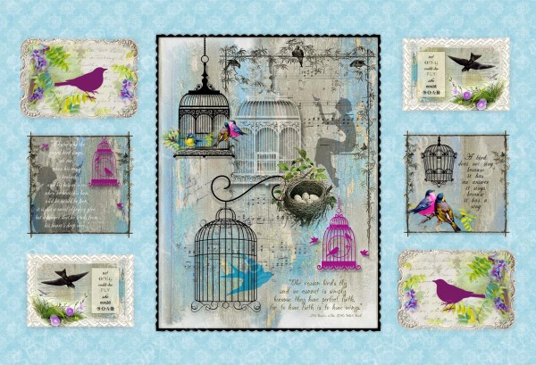 Patchworkstoff Romantk "Song Bird" SingvögelPanel