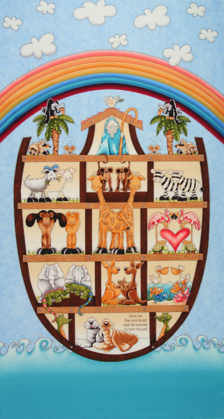 SALE Patchworkstoff Tiere Arche Two by Two Panel