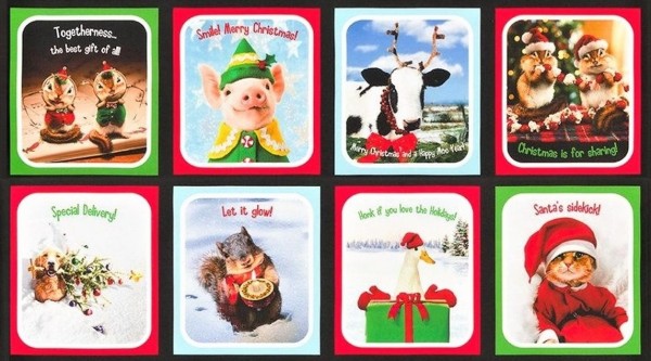 Patchworkstoff Weihnachten Santas Sidekicks Panel