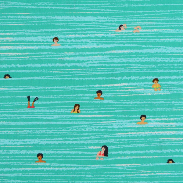 patchworkstoff sommer meer baden going for a dip türkis michael miller 30