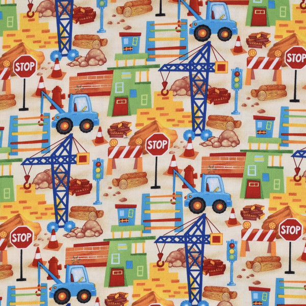 SALE Patchworkstoff Baustelle From The Ground Up