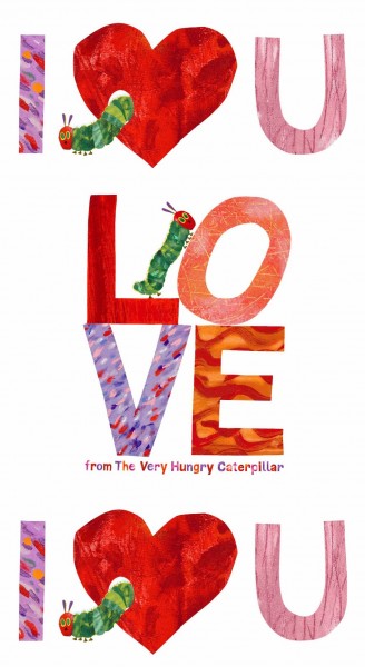 Raupe Nimmersatt Patchworkstoff Love Liebe Panel