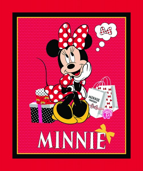 Sale Disney Minnie Mouse beim Shoppen Panel Lizenstoff