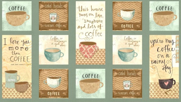 Patchworkstoff Kaffee "But First Coffee"Panel Webware