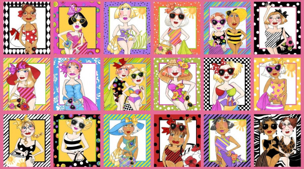 Loralie Frauen Beauty Beach Patchworkstoff Baden Panel
