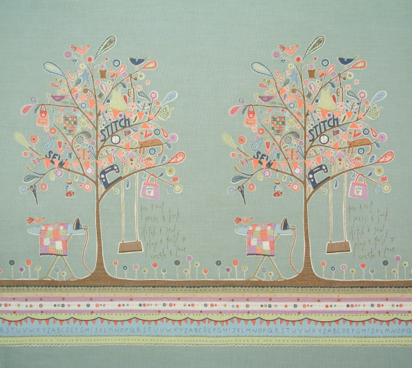 0,6 m Patchworkstoff Nähmotive Nähen Knöpfe "Button Tree"